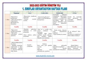 2023-2024 First Year Orientation Week Plan and Activities