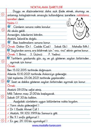 Noktalama işaretleri Konu Anlatımı Defter Etkinlikleri