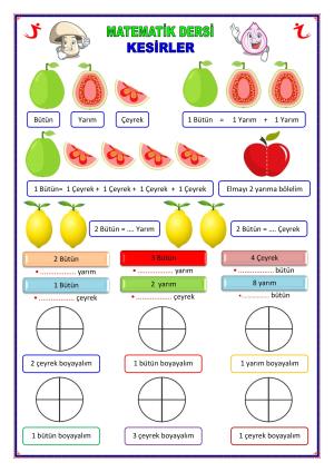 Kesirler (Bütün, Yarım) Etkinliği-3