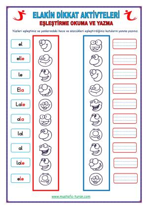1. Grup ELAKİN Harfleri Eğlenceli Dikkat Aktivitleri ve Uygulama Sınavları