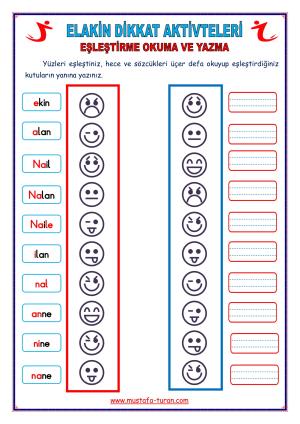 1. Grup ELAKİN Harfleri Eğlenceli Dikkat Aktivitleri ve Uygulama Sınavları