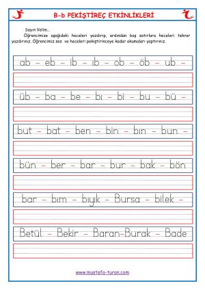 Erste Lese- und Schreibaktivitäten für den B-b-Ton