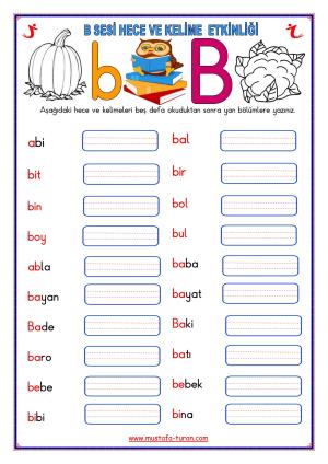 B-b Sound First Reading and Writing Activities