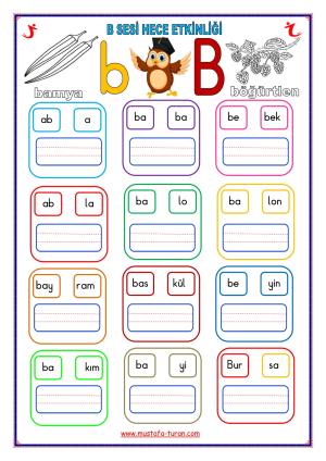 B-b Sound First Reading and Writing Activities