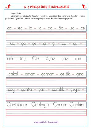 Ç-ç Sesi İlk Okuma Yazma Etkinlikleri