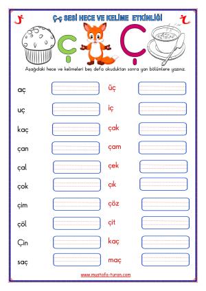 Ç-ç Sesi İlk Okuma Yazma Etkinlikleri