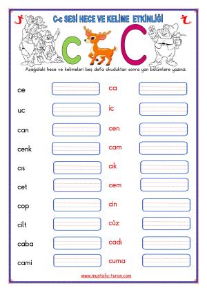 C-c Sesi İlk Okuma Yazma Etkinlikleri