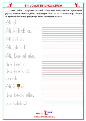 İ -i Sound First Reading and Writing Activities