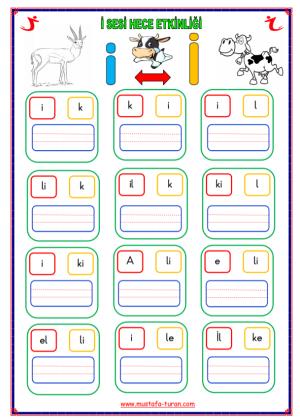 İ -i Sound First Reading and Writing Activities