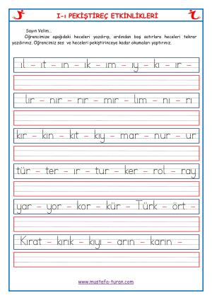 I-ı Sesi İlk Okuma Yazma Etkinlikleri