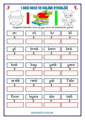 I-ı Sesi İlk Okuma Yazma Etkinlikleri