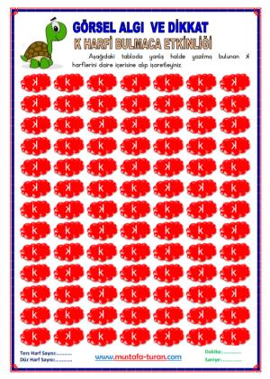 K - k Sesi İlk Okuma Yazma Etkinlikleri