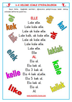 K - k Sound First Reading and Writing Activities