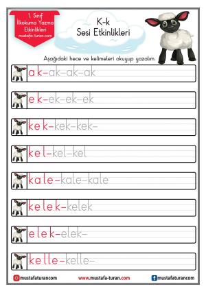 K - k Sound First Reading and Writing Activities