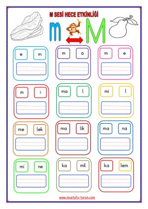 M - m Sesi İlk Okuma Yazma Etkinlikleri 