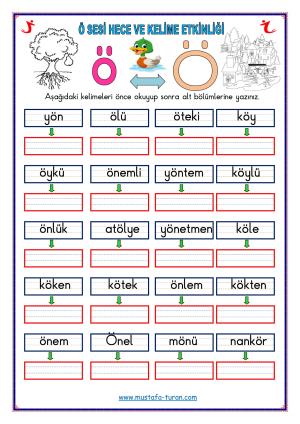 Ö - ö Sesi İlk Okuma Yazma Etkinlikleri