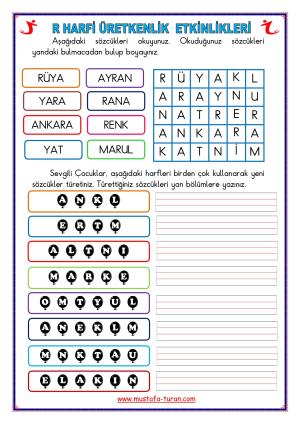 R - r Sesi İlk Okuma Yazma Etkinlikleri