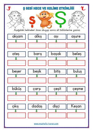 Ş-ş Sesi İlk Okuma Yazma Etkinlikleri