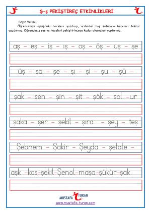 Ş-ş Sesi İlk Okuma Yazma Etkinlikleri