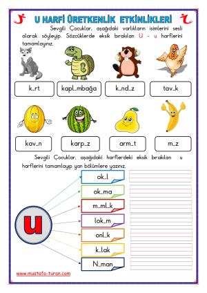 U - u Sound First Reading and Writing Activities