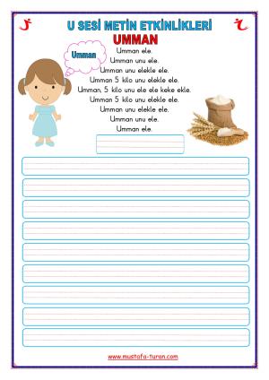 U - u Sound First Reading and Writing Activities