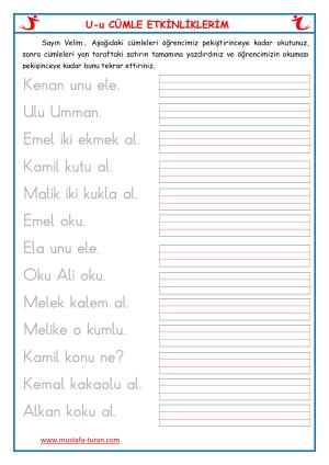 U - u Sound First Reading and Writing Activities