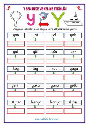 Y-y Sound First Reading and Writing Activities