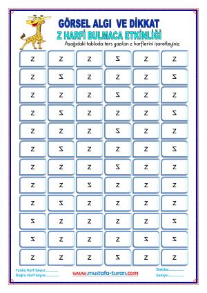 Z-z Sesi İlk Okuma Yazma Etkinlikleri