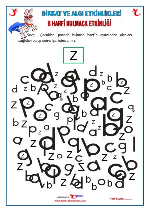 Z-z Sesi İlk Okuma Yazma Etkinlikleri