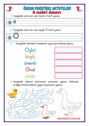 3. Grup ÖRIDSB  Harfleri Dikkat Aktivitleri ve Pekiştireç Uygulama Sınavları