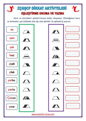 4. Grup ZÇGŞCP  Harfleri Dikkat Aktivitleri ve Pekiştireç Uygulama Sınavları