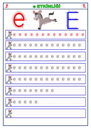 E - e Sesi İlk Okuma Yazma Etkinlikleri