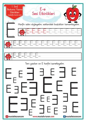 E - e Voice First Reading and Writing Activities