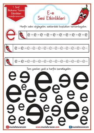 E - e Voice First Reading and Writing Activities