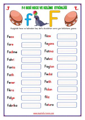 F - f Sound First Reading and Writing Activities