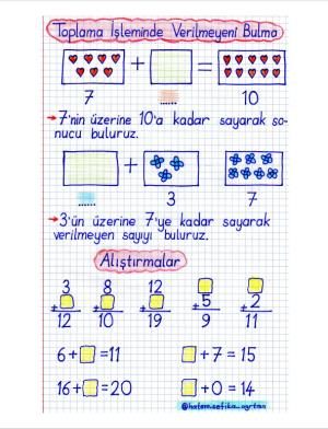 Toplama İşleminde Verilmeyeni Bulma