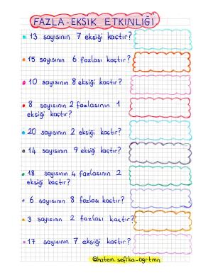 1. Sınıf Matematik Fazlası Eksiği Etkinlik 