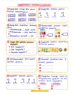 1.Sınıf Haftalık Degerlendirme Etkinliği-1