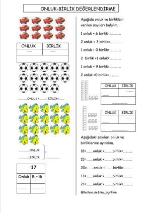 1.Sınıf Onluk-Birlik Değerlendirme