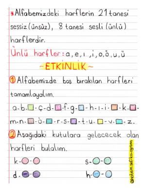 Alfabe Defter Etkinliği