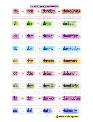 D Sesi Kelime Ve Okuma Çalışmaları