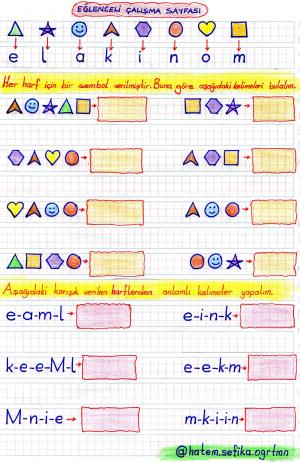 (ELAKİNOM) Harfleri Eğlenceli Çalışma Etkinliği 