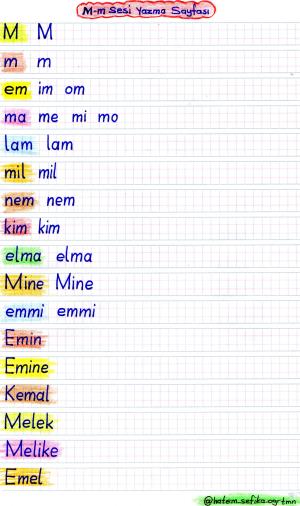 M Sesi Hızlı Okuma ve Yazma Etkinliği