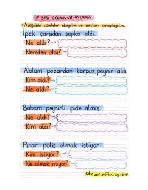 P Sesi Okuma ve Anlama Etkinliği