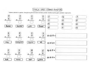Toplama ve Okuma Yazma Etkinliği