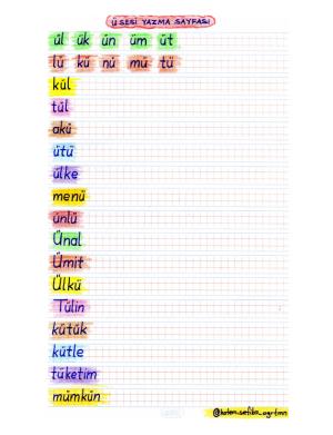 Ü Sesi Hızlı Okuma ve Yazma Etkinliği