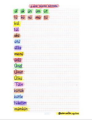Ü Sesi Hızlı Okuma ve Yazma Etkinliği