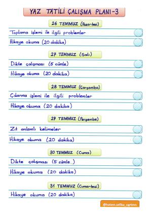 Yaz Tatili Esnek Çalışma Programı