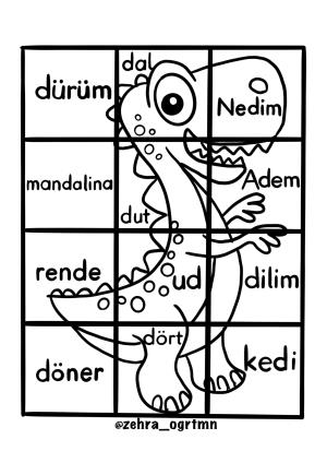 D Sesi Dinozor Yapboz Etkinliği