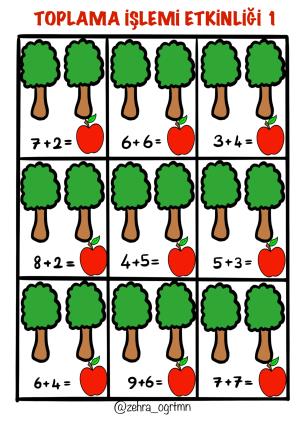 Toplama İşlemi Etkinliği ve Toplama Çalışma Sayfaları